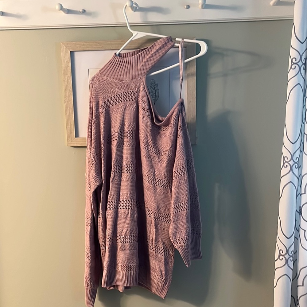 Over the shoulder turtleneck sweater